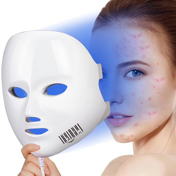 NEWKEY Blue Light Therapy Mask for Acne Treatment - Reduces Inflammation, Minimizes Pore Sizes, and Improves Skin Texture and Clarity