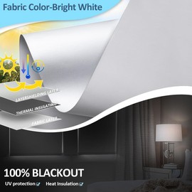 Motorized Roller Blinds with Remote Control【Solar Panel Included】 100% Blackout Smart Blinds Automatic Blinds for Windows Cordless Electric Shades Compatible with Alexa White,34" W*72" H