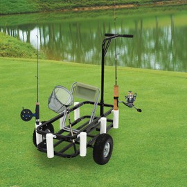 Beach Fishing Cart, 200lbs Load Capacity, Fishing Carts with 7 Rod Holders, Outdoor Fishing Rolling Wheel Wagon, Beach Cart with Big Wheels for Sand, Fishing, Picnic, Camp