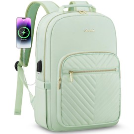LOVEVOOK Laptop Backpack for Women 17.3 inch,Cute Womens Travel Backpack Purse,Professional Laptop Computer Bag,Waterproof Work Business College Teacher Bags Carry on Backpack with USB Port,Cyan Green