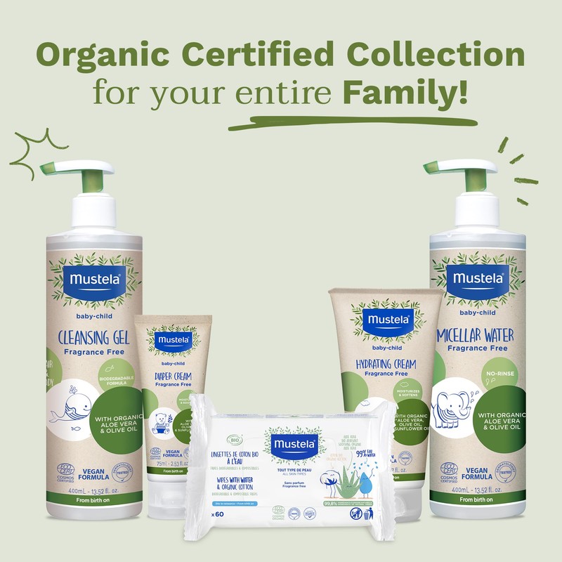 Mustela Bio Orgánico, Gel de Baño Cara-Cuerpo, Refill, 400ml