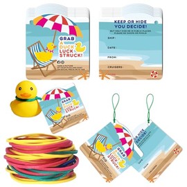 Dinggaogao 50 Pcs Duck Tags, Ducking Game Cards, Cruise Rubber Duck Tags (50 colored Rubber Bands, 2.91 x 3.11Inches)