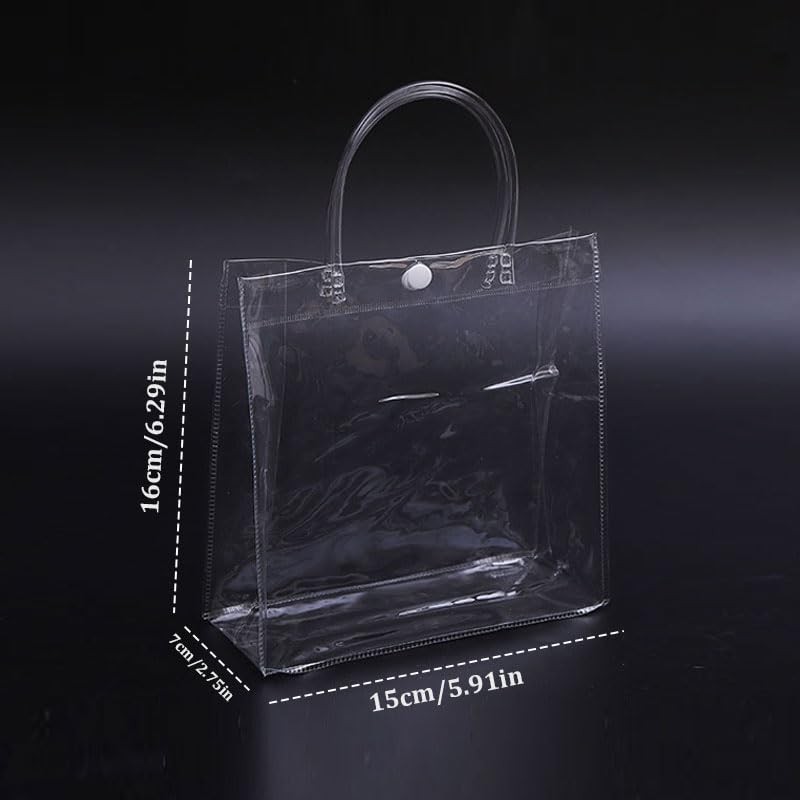 5 PCS Clear Gift Bags with Handle, Reusable PVC Gift