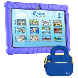 Contixo 7 inch Kids Tablet - V8 Tablet for Kids and Sleeve Bag Bundle, Age 3-7, Learning Tablet for Children with Teacher's Approved Apps, 32GB, Android 11, Parental Controls - Dark Blue (Boy)