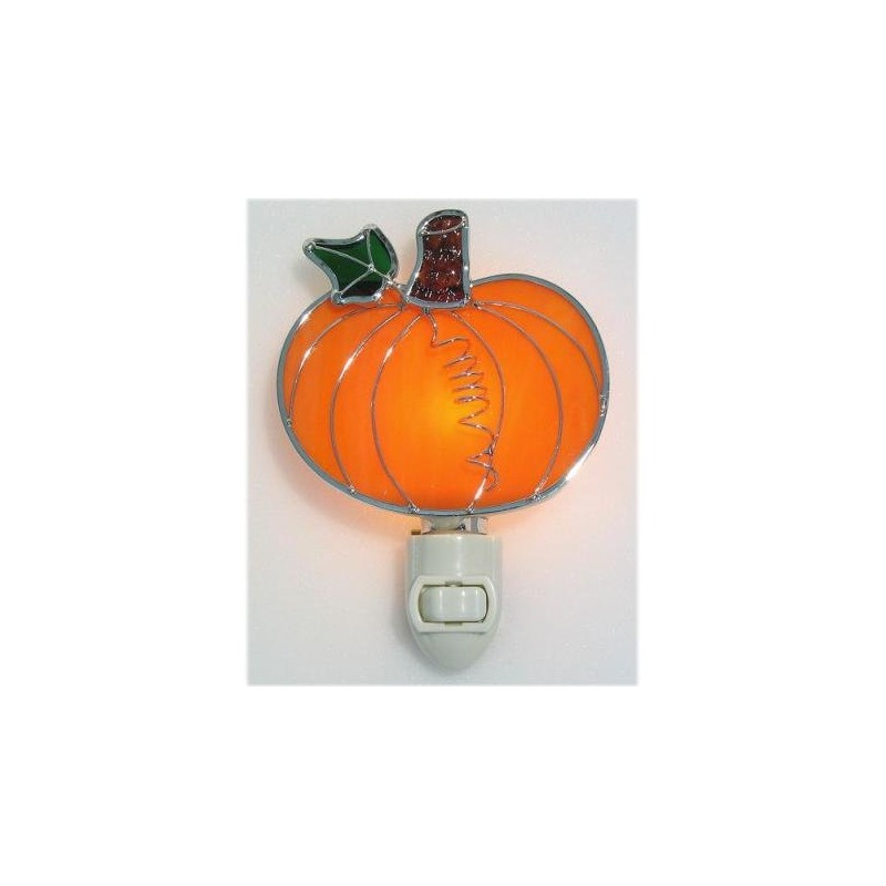 Stained Glass Pumpkin Night Light - Autumn Fall and Halloween