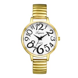 Lancardo Men Women Elastic Strap Wristwatch Easy to Read Big Number Dial Stretch Band Watch for Father’s Day