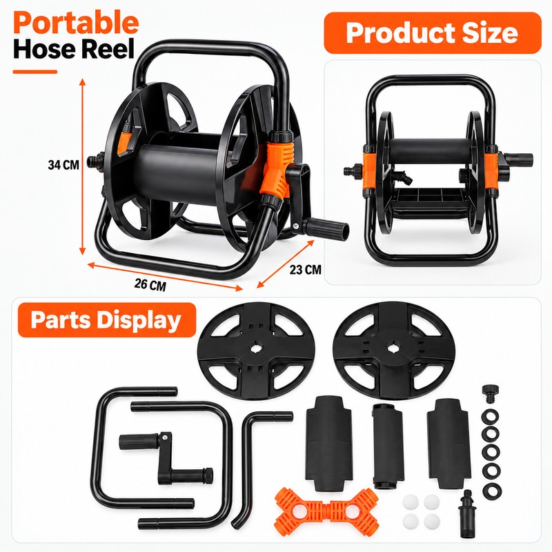 Portable Garden Hose Reel for Water Pipe Storage – Plastic