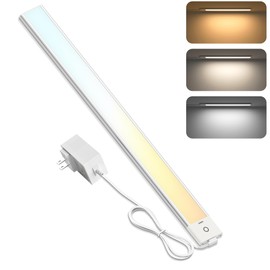 MYPLUS 16" Under Cabinet Lights, 5 Color Temps Under Counter Lights with Dimmable 370Lumens,63 LEDs,8W,Ultra Thin LED Light Bar Plug-in for Kitchen, Cabinet, Counter and Shelf