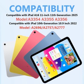 FUWANG FUWANG Touch Keyboard Case for iPad (A16) 11th Generation 11 inch 2025&10th Gen 10.9 inch 2022, 360 Rotate for iPad 10th Generation Case with Keyboard, Backlit Keyboard Case with Pencil Holder, Blue