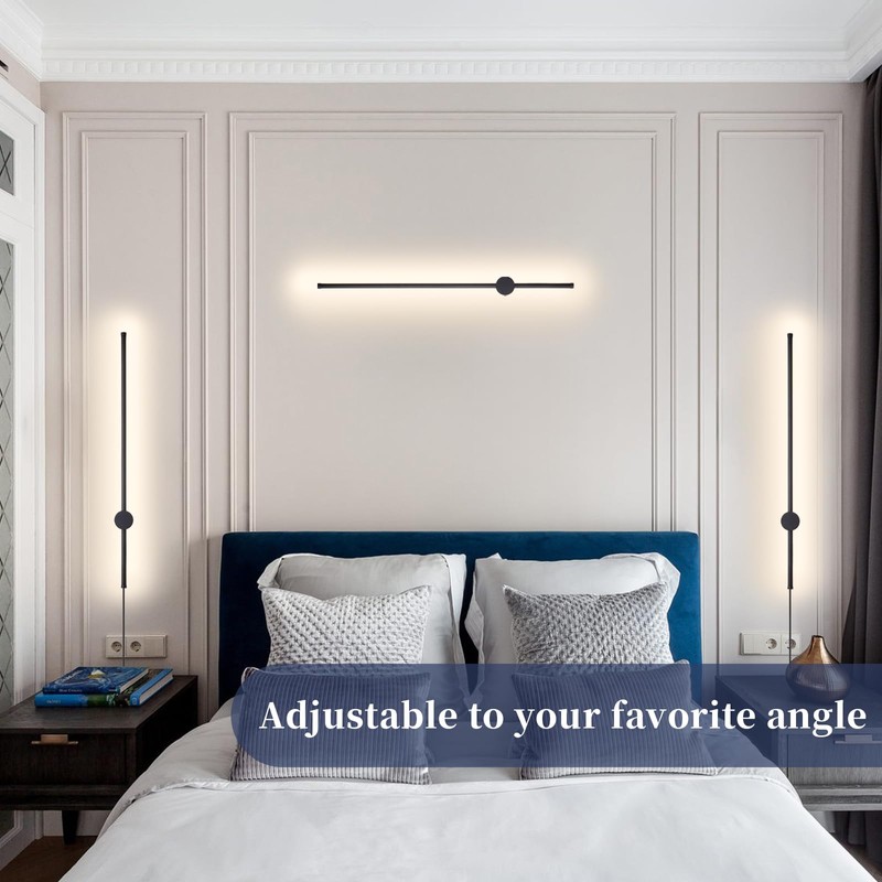KELUOLY Dimmable Plug in Wall Sconce Set of 2,Black 31.5"