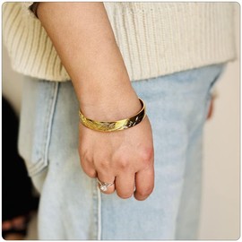 PEAS 18K Gold Plated Jewelry Phoenix Pattern Open Cuff Bracelet Sand Dollar Bracelet(Gold)