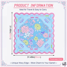 Soulchen Blue and Pink Scalloped Flower American Mahjong Mat Table Cover