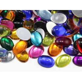 18x13 mm Gold Topaz. TZ Flat Back Acrylic Oval Cabochon High Quality Pro Grade – 25 Pieces