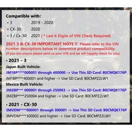 Latest Upgraded Navigation SD Card Compatible with 2019-2020 3, 2020 CX-30, 2021 3/CX-30(VIN Check Required); USA/CAN/MEX Maps