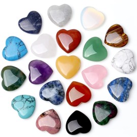 DWFYOI Glücksbringer,20 Stück Glücksbringer Herz Deko Kristalle Edelsteine Set Valentinstag Herz Liebe Herz Stein Glückssteine Bunte Herzen Steine Set für Chakra Reiki Balancing Mini Geschenke