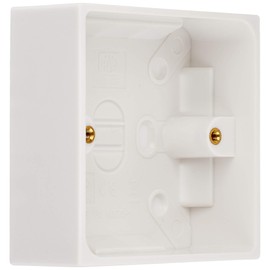 Merriway BH04175 Moulded Surface Pattress Back Box 1-Gang 35mm (1.3/8 inch) Deep - White