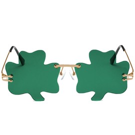 UTTPLL - Disfraz de San Patricio de San Patricio, diseño irlandés de trébol de cuatro hojas, anteojos de trébol de la suerte para mujeres y hombres, con marco de metal, para fiestas, accesorios
