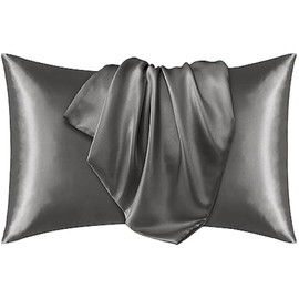 1PC Satin Body Pillowcase for Hair and Skin, Luxurious and Silky Pillow case 20x54 Inches (Standard(20"x30"), Dark Grey)