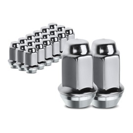 VioletLisa 20X 1/2-20 Front & Rear Wheel Lug Nut Steel for Plymouth,for Mazda,for Lincoln,for Ford,for Dodge,for Chrysler 3/4-Hex Size Right Hand Thread-Thread Direction Chrome F3TZ1012C F3TZ1012B