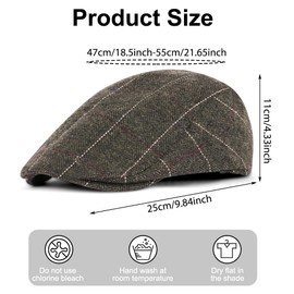 AOGOE Mens Tweed Flat Cap, Newsboy Cap, Driving Cabbie Hat, Adjustable Fashion Newsboy Beret Hat, Cambridge Flat Cap Unisex, Hunting Hats for Men Coffee