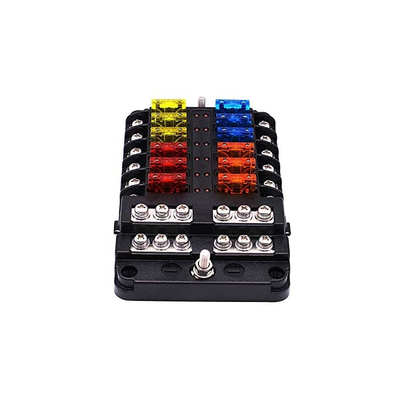 aikoolwer 12 Volt Fuse Block Waterproof Boat Fuse Panel LED