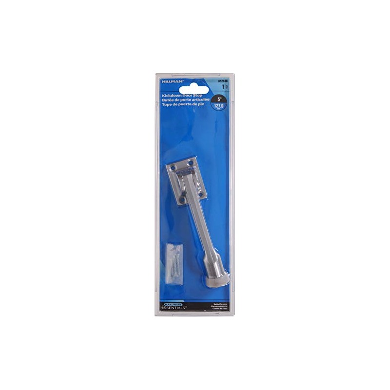 Hillman 5" Kickdown Door Stop - Satin Chrome Door Stoppers,
