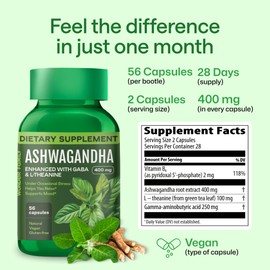 WONDER FAMILY Ashwagandha Complex - Ashwagandha Supplements for Calm & Sleep - Ashwaganda, L Theanine, GABA - 56 Ashwagandha Capsules
