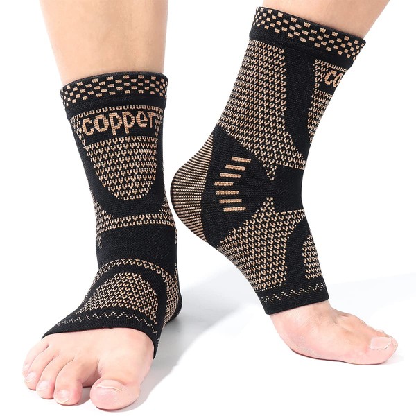Copper Infused Compression Ankle Brace, Ankle Support Sleeve for Men & Women, Apply to Foot Pain, Plantar Fasciitis, Sprained Ankle, Achilles Tendonitis, Recovery, Ankle Support and Protection (XL)