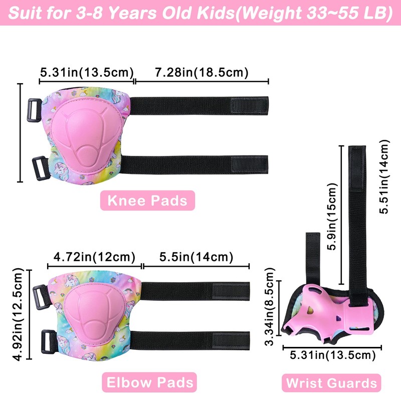 Unicorn Castle Knee and Elbow Pads Wrist Guards Set for