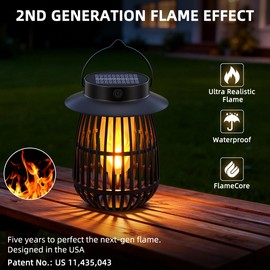 2026 Gen2 Flame Solar Lantern Outdoor Lights, 4Pack Hanging Lantern Decorative with Flickering Flame, Solar Powered Lanterns for Outdoor Decorations