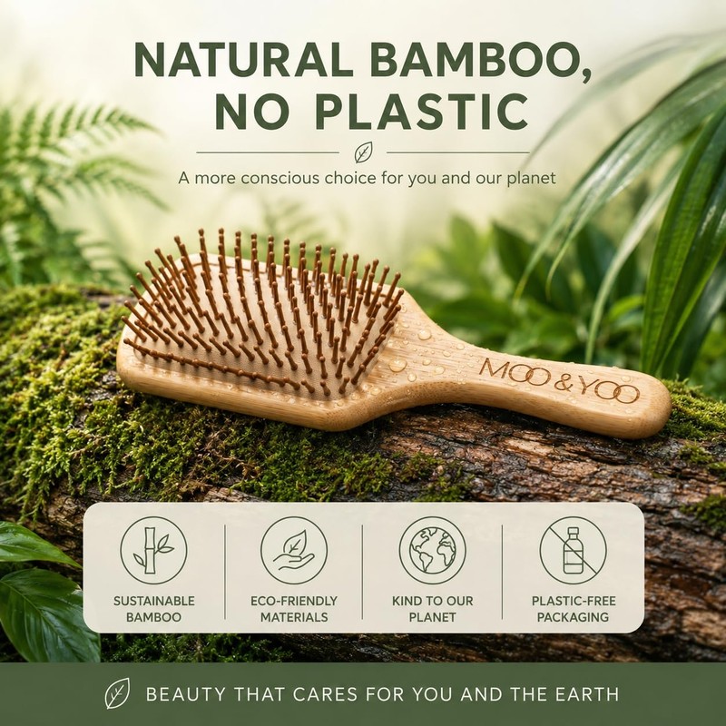 Moo & Yoo Bamboo Paddle Hair Brush | Gentle Detangling