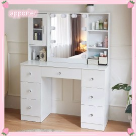 Yamissi Makeup Vanity Set Large LED Lighted Mirror Dressing Table Desk w/ 7 Drawers US