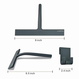 RICHMIRTH Shower Squeegee for Glass Doors, 9" Inch Width Silicone Rubber Blade Squeegee Window Cleaner Tool Squeegee for Shower Glass Doors Bathroom Mirror Car Window Tile - Gray