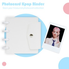 INS Upgrade Photocard Binder 3 Inch Kpop Album, Kpop Photocard Holder Book Mini Photo Album Kpop Album, 20 Pockets Fits 40 cards on the front and back (White)