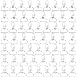 Belle Vous Metal Keychain Hooks with D Ring (60 Pack) - 25mm / 1 inch Inside Width - Swivel Snap Carabiner - Lobster Clasps for Lanyard Clips, DIY Jewellery, Handbag/Purse, Sewing Projects, and Crafts