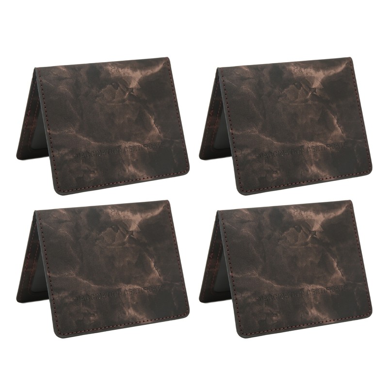 4pcs Vaccination Certificate Holder Marbling Waterproof PU Leather Vaccine Card