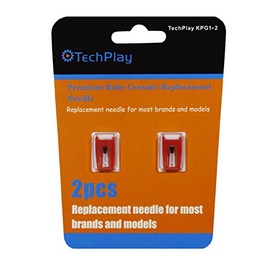 TechPlay pack of 2, Roby ceramic needle for Turntables (2 pack Red)
