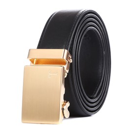 Tonywell Men's Leather Ratchet Belt with Automatic Buckle, 1 3/8" Wide, Trim to Fit Dress Casual Belts