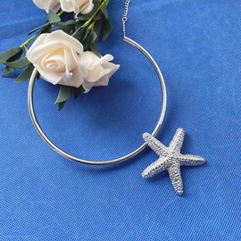 SINLOV Statement Starfish Choker Necklace Punk Vintage Fashion Clavicle Necklace Costume Jewelry for Women Girls (Silver)