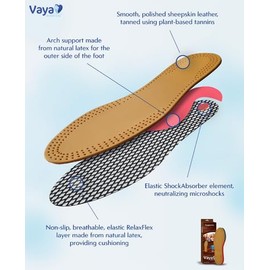 Vaya Medical Supporto Ortopeadic Insoles for Valgus Feet Leather Insole with Supination for Women and Men Brown 39 Size 5.5