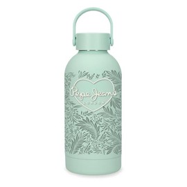Pepe Jeans Stainless Steel Bottle, Non Slip Surface, Keeps Drinks Hot for 12 Hours and Cold for 24 Hours. Leak-Proof Cap. Joumma Bags, Abbey Menta, Stainless steel water bottle