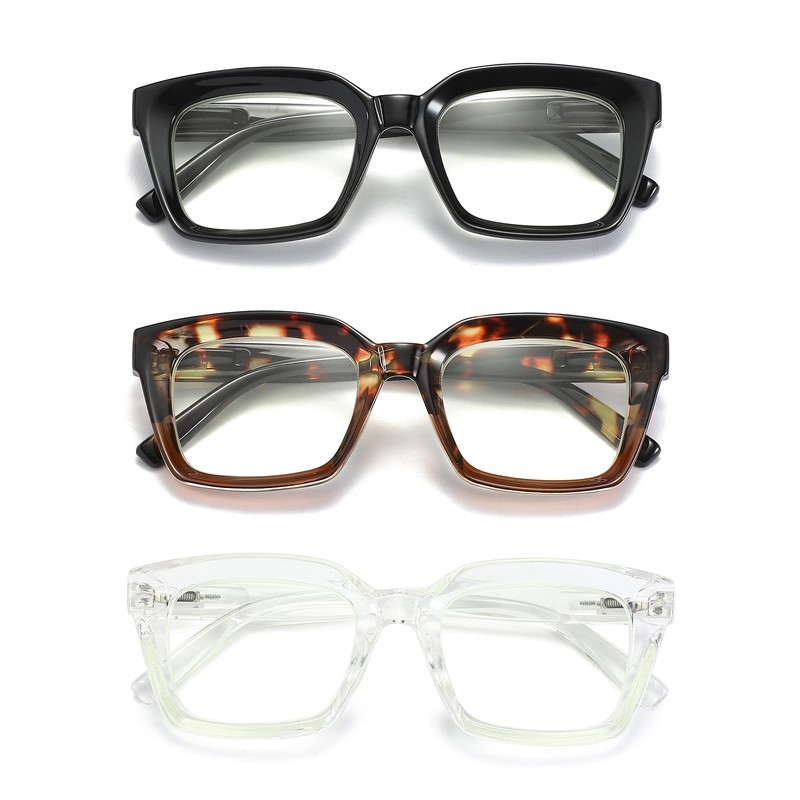 ZXYOO 3 Pack Oversize Square Design Reading Glasses for Women,