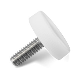 1/4"-20 x 3/4" Thumb Screw Stainless Steel - White Knurled Round Plastic Oversized Knob - Standard/Coarse Thread Thumbscrew - Length: 0.750" - Proudly Built in USA - Package of (4)