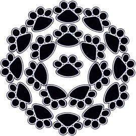 PAGOW 20Pcs Paw Print Patch for Jacket Clothing, Black-White Iron on paw Print Patches, DIY Embroidery Sticker Patches Sewing Craft Decoration