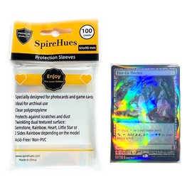 SpireHues Kpop Holographic Photocard Sleeves - 100 Pack, Rainbow Design, Waterproof, Acid-Free, 65x90mm