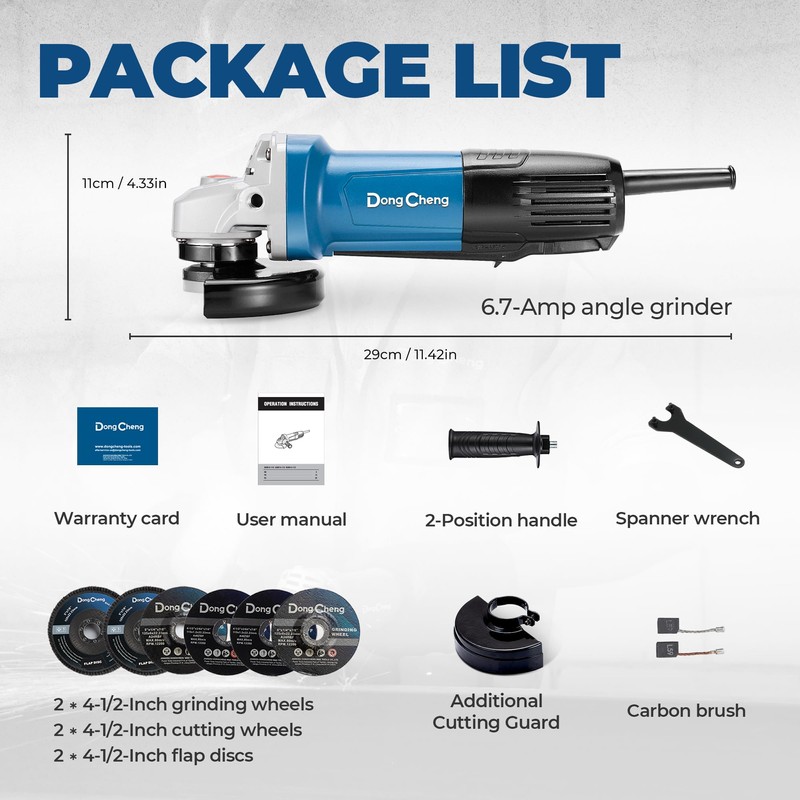 DongCheng Angle Grinder 4-1/2 inch 6.7-Amp Paddle Switch 11800RPM Power