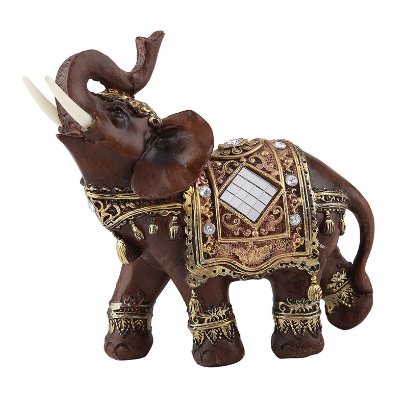 Lucky Feng Shui Wood Grain Elephant Statue Sculpture Wealth Figurine