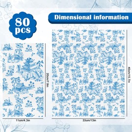 Whaline 80Pcs Blue Tuscan Guest Napkins Disposable Chinoiserie Paper Napkin White Blue Dinner Hand Napkin for Home Kitchen Bathroom Party Supplies