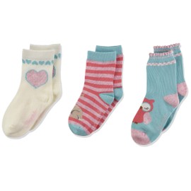 Sterntaler Baby Girls' Socks Pack of 3 Bambi + Owl Socks, Berry Red Mel., 22, Berry Red Mel.