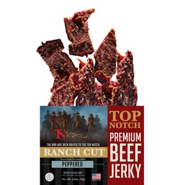 Top Notch Ranch Cut Jerky - 3.25 oz Bag of Beef Jerky - High Protein Snacks for Kids and Adults - Flavorful Strips of Premium Beef Jerky (Peppered)